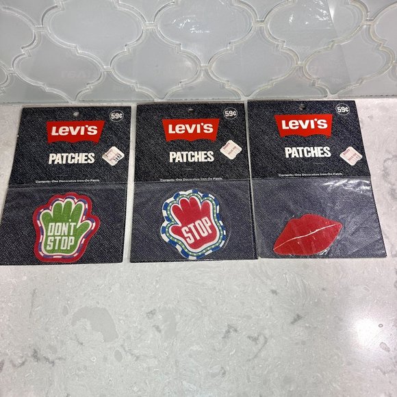 NWT 3 Vintage 1970's Levi's Patches Bondex Iron-on Washable Lips, Don't Stop Han - Picture 1 of 4
